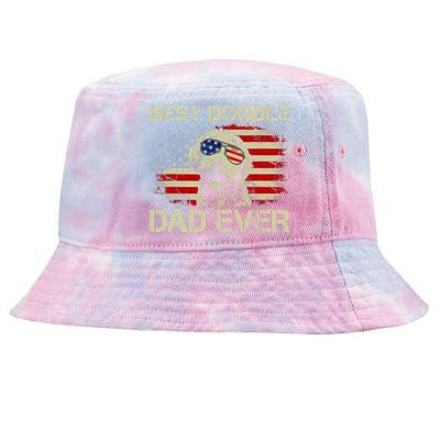 Best Doodle Dad Ever Goldendoodle 4th Of July Gift Tie-Dyed Bucket Hat