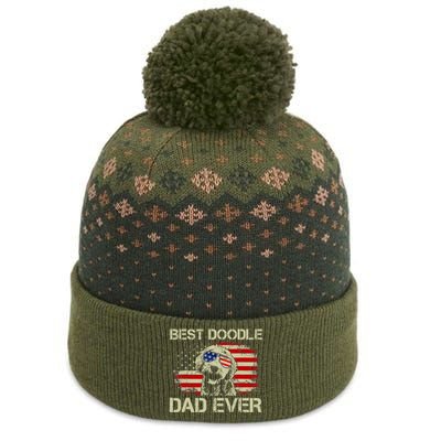 Best Doodle Dad Ever Goldendoodle 4th Of July Gift The Baniff Cuffed Pom Beanie