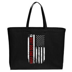 Best Dog Dad Ever American Flag Gift For Best Father Cotton Canvas Jumbo Tote