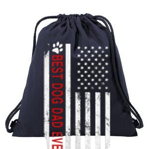 Best Dog Dad Ever American Flag Gift For Best Father Drawstring Bag