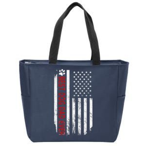 Best Dog Dad Ever American Flag Gift For Best Father Zip Tote Bag