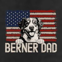 Best Dog Dad Ever American Flag Berner Dad 7 Panel Mesh Trucker Snapback Hat