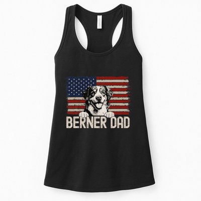 Best Dog Dad Ever American Flag Berner Dad Womens Tank Top