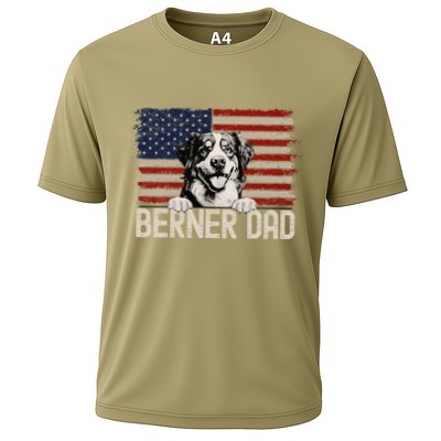Best Dog Dad Ever American Flag Berner Dad Performance Shirt