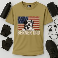 Best Dog Dad Ever American Flag Berner Dad Cooling Performance Crew T-Shirt