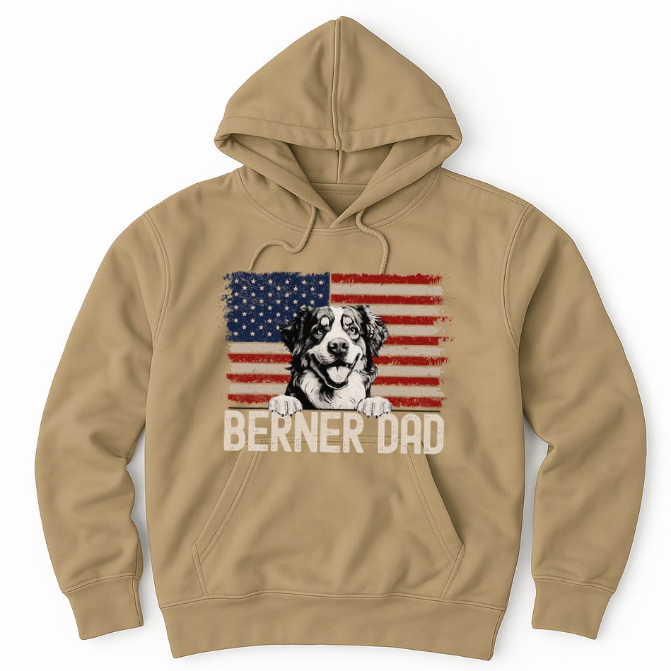Best Dog Dad Ever American Flag Berner Dad Hoodie