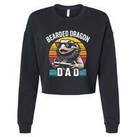 Bearded Dragon Dad Vintage Video Game Lizard Reptile Lover Cropped Pullover Crew