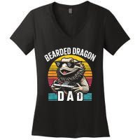 Bearded Dragon Dad Vintage Video Game Lizard Reptile Lover Women's V-Neck T-Shirt