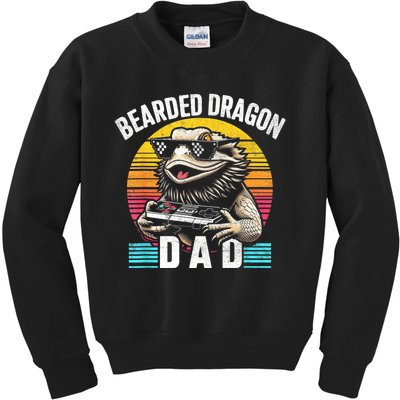 Bearded Dragon Dad Vintage Video Game Lizard Reptile Lover Kids Sweatshirt