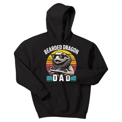 Bearded Dragon Dad Vintage Video Game Lizard Reptile Lover Kids Hoodie