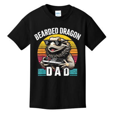 Bearded Dragon Dad Vintage Video Game Lizard Reptile Lover Kids T-Shirt