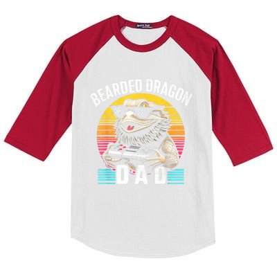 Bearded Dragon Dad Vintage Video Game Lizard Reptile Lover Kids Colorblock Raglan Jersey