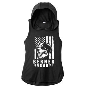 Berner Dog Dad American Flag Funny Gift For Best Father Daddy Great Gift Ladies PosiCharge Tri-Blend Wicking Draft Hoodie Tank