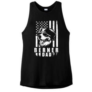 Berner Dog Dad American Flag Funny Gift For Best Father Daddy Great Gift Ladies PosiCharge Tri-Blend Wicking Tank