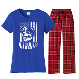 Berner Dog Dad American Flag Funny Gift For Best Father Daddy Great Gift Women's Flannel Pajama Set