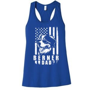 Berner Dog Dad American Flag Funny Gift For Best Father Daddy Great Gift Women's Racerback Tank