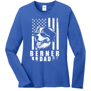 Berner Dog Dad American Flag Funny Gift For Best Father Daddy Great Gift Ladies Long Sleeve Shirt