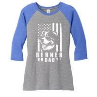 Berner Dog Dad American Flag Funny Gift For Best Father Daddy Great Gift Women's Tri-Blend 3/4-Sleeve Raglan Shirt