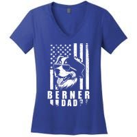 Berner Dog Dad American Flag Funny Gift For Best Father Daddy Great Gift Women's V-Neck T-Shirt