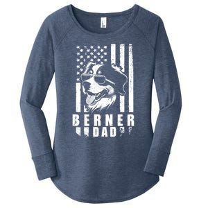 Berner Dog Dad American Flag Funny Gift For Best Father Daddy Great Gift Women's Perfect Tri Tunic Long Sleeve Shirt