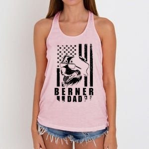 Berner Dog Dad American Flag Funny Gift For Best Father Daddy Great Gift Women's Knotted Racerback Tank