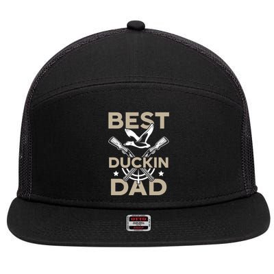 Best Duckin Dad Duckaholic Waterfowl Hunting Fathers Day Gift 7 Panel Mesh Trucker Snapback Hat