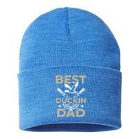 Best Duckin Dad Duckaholic Waterfowl Hunting Fathers Day Gift Sustainable Knit Beanie