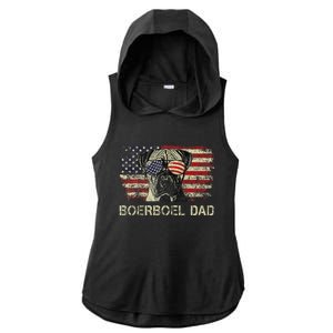 Boerboel Dad Dog Lovers American Flag 4th Of July Ladies PosiCharge Tri-Blend Wicking Draft Hoodie Tank