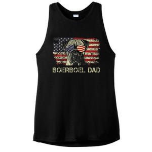 Boerboel Dad Dog Lovers American Flag 4th Of July Ladies PosiCharge Tri-Blend Wicking Tank