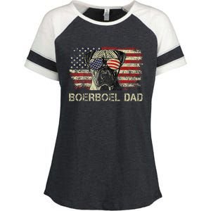 Boerboel Dad Dog Lovers American Flag 4th Of July Enza Ladies Jersey Colorblock Tee