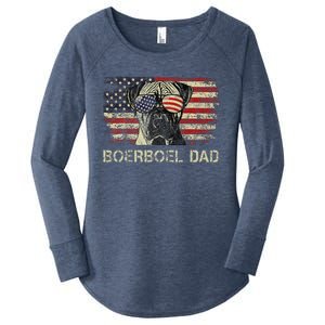 Boerboel Dad Dog Lovers American Flag 4th Of July Women's Perfect Tri Tunic Long Sleeve Shirt