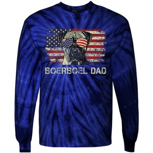 Boerboel Dad Dog Lovers American Flag 4th Of July Tie-Dye Long Sleeve Shirt