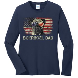 Boerboel Dad Dog Lovers American Flag 4th Of July Ladies Long Sleeve Shirt