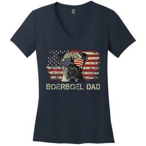 Boerboel Dad Dog Lovers American Flag 4th Of July Women's V-Neck T-Shirt