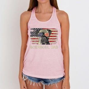 Boerboel Dad Dog Lovers American Flag 4th Of July Women's Knotted Racerback Tank