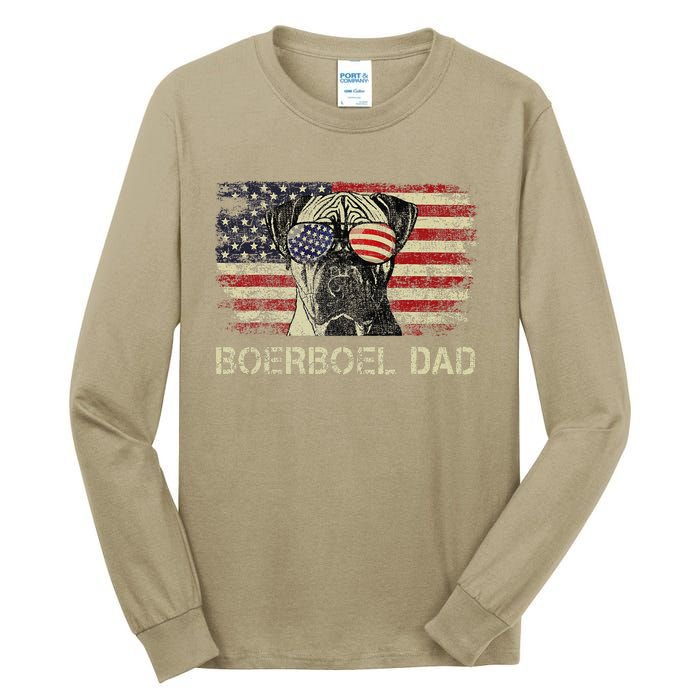 Boerboel Dad Dog Lovers American Flag 4th Of July Tall Long Sleeve T-Shirt