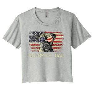 Boerboel Dad Dog Lovers American Flag 4th Of July Women's Crop Top Tee