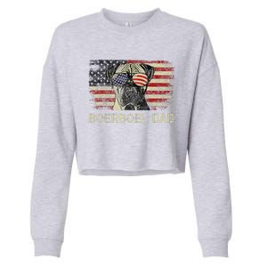 Boerboel Dad Dog Lovers American Flag 4th Of July Cropped Pullover Crew