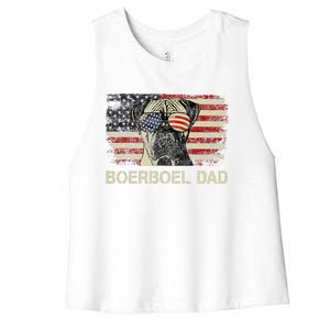 Boerboel Dad Dog Lovers American Flag 4th Of July Women's Racerback Cropped Tank