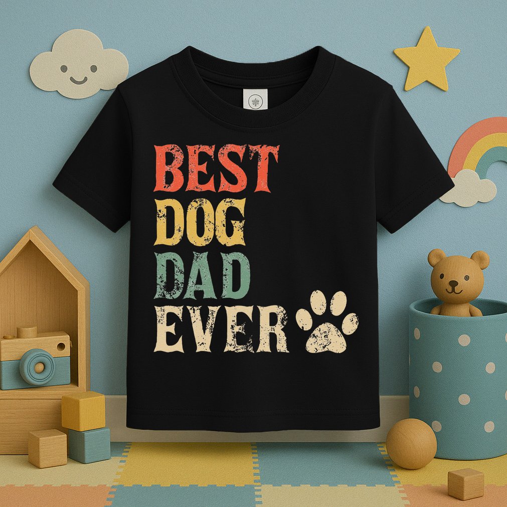 Best Dog Dad Ever Vintage Dog Daddy Retro Doggy Father Toddler T-Shirt