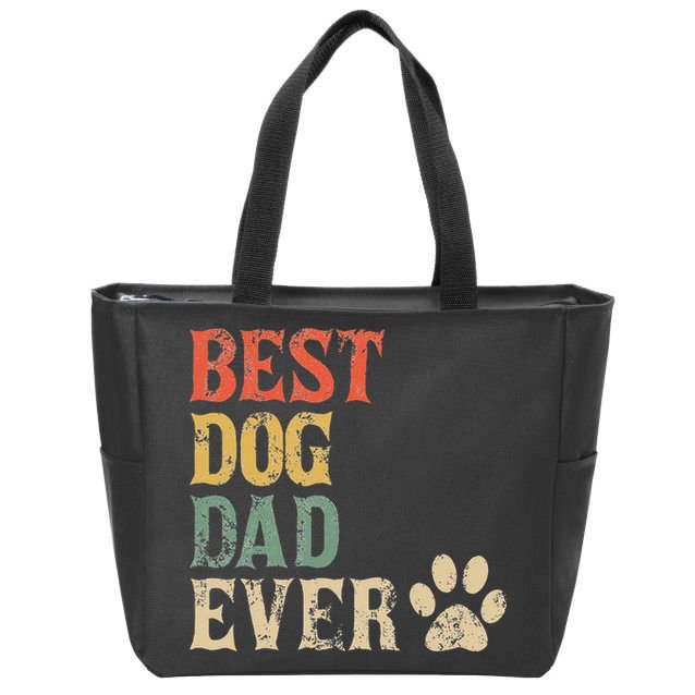Best Dog Dad Ever Vintage Dog Daddy Retro Doggy Father Zip Tote Bag