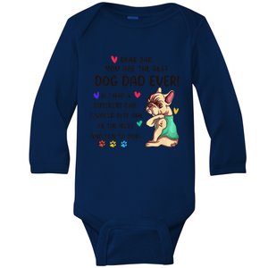 Best Dog Dad Ever Fawn French Bulldog Fathers Day Dog Lover Baby Long Sleeve Bodysuit