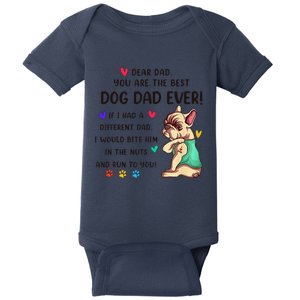 Best Dog Dad Ever Fawn French Bulldog Fathers Day Dog Lover Baby Bodysuit