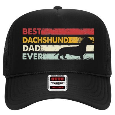 Best Dog Dad Ever Father Wiener Sausage Dog Dachshund High Crown Mesh Back Trucker Hat