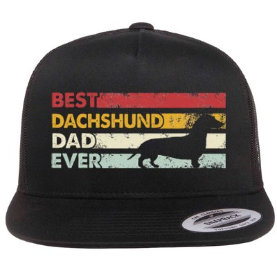 Best Dog Dad Ever Father Wiener Sausage Dog Dachshund Flat Bill Trucker Hat