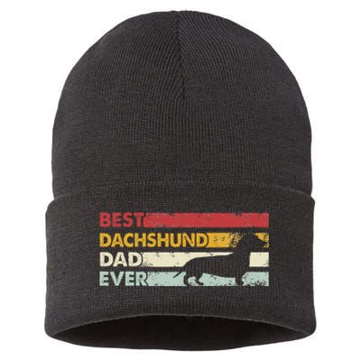 Best Dog Dad Ever Father Wiener Sausage Dog Dachshund Sustainable Knit Beanie