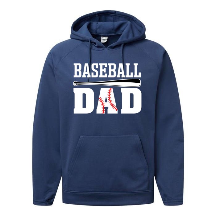 Baseball Dad Dad Baseball Performance Fleece Hoodie