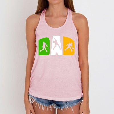 Baseball Dad Daddy Softball Father Baseball Player Funny Gift Women's Knotted Racerback Tank