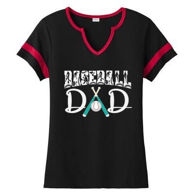 Baseball Dad Design For Father's Day Funny Gift Dad Baseball Cool Gift Ladies Halftime Notch Neck Tee