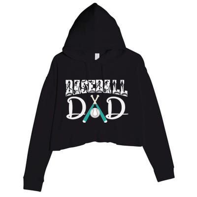 Baseball Dad Design For Father's Day Funny Gift Dad Baseball Cool Gift Crop Fleece Hoodie